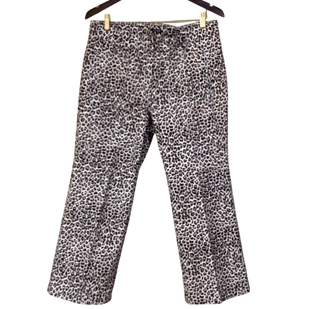 J.Crew Re-Imagined Leopard Print Stretch Pants 30P Animal Pattern Flared Leg